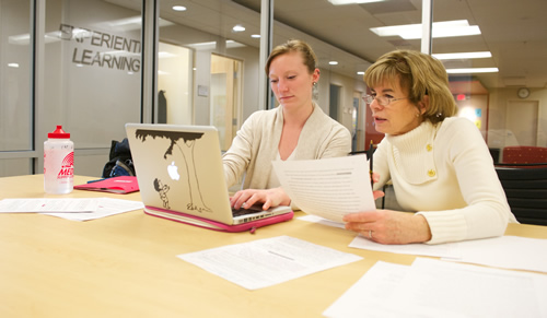 Student working with advisor